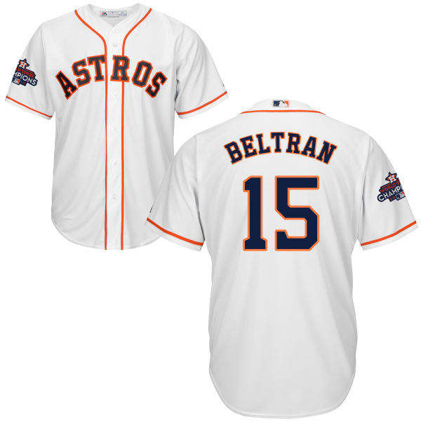 Astros #15 Carlos Beltran White Cool Base World Series Champions Stitched Youth MLB Jersey